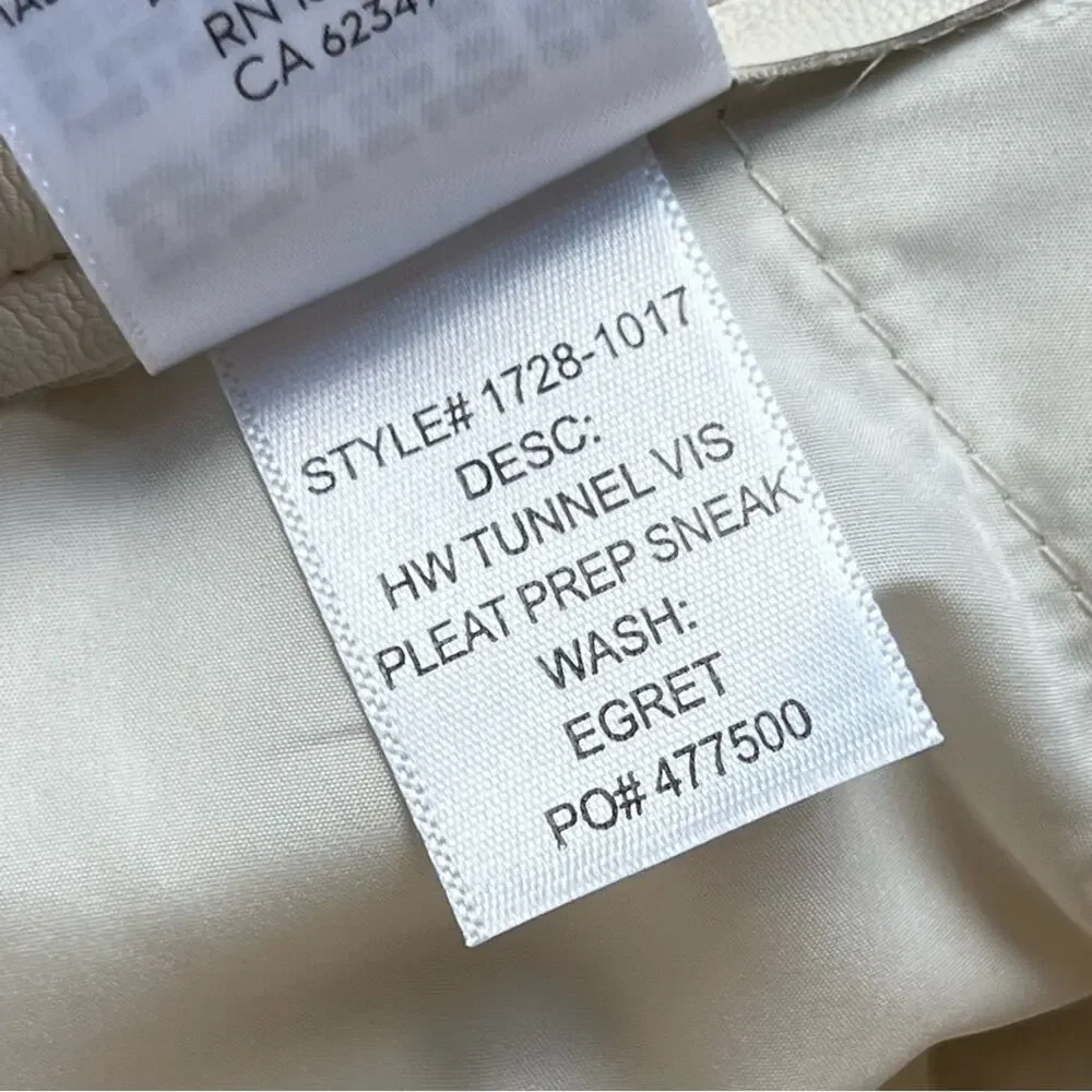 Mother High Waisted Egret Tunnel Vision Pleated Prep Faux Leather Pants Size 32 - Picture 11 of 13